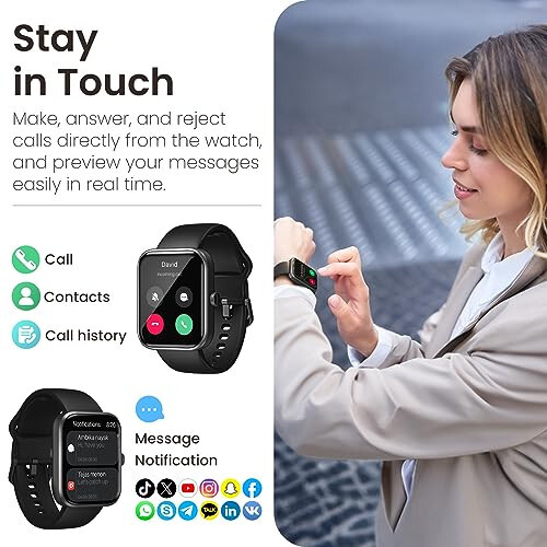 TOZO S3 Smart Watch (Answer/Make Call) Bluetooth Fitness Tracker with Heart Rate, Blood Oxygen Monitor, Sleep Monitor IP68 Waterproof 1.83-inch HD Color for Men Women Compatible iPhone & Android - 2