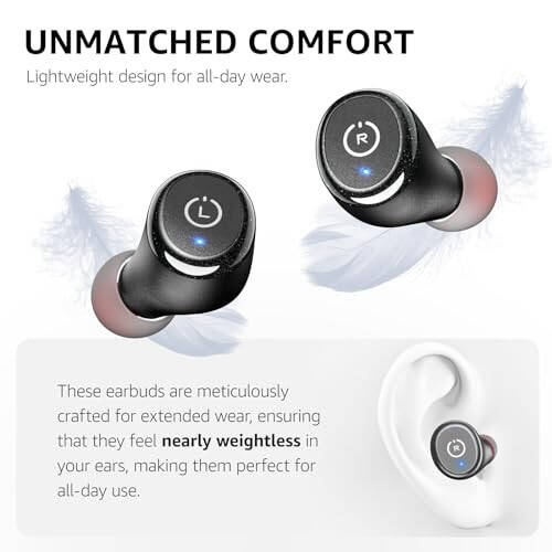 TOZO T10 (Ergonomik Sürüm) Kablosuz Kulaklıklar Bluetooth 5.3 Kulaklıklar, Uygulama Özelleştirilebilir EQ, Ergonomik Tasarım, 55 Saat Oynatma Süresi, Kablosuz Şarj Kutusu, IPX8 Su Geçirmez Ses Kulak İçi Kulaklık, 2024 Yeni Sürüm - 4