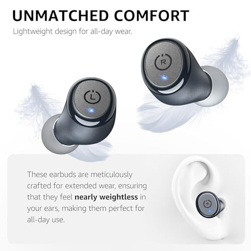 TOZO T10 (Ergonomik Sürüm) Kablosuz Kulaklıklar, Bluetooth 5.3, Uygulama ile Özelleştirilebilir EQ, Ergonomik Tasarım, 55 Saat Çalma Süresi, Kablosuz Şarj Kılıfı, IPX8 Su Geçirmez Kulak İçi Kulaklık, 2024 Yeni Sürüm - 4