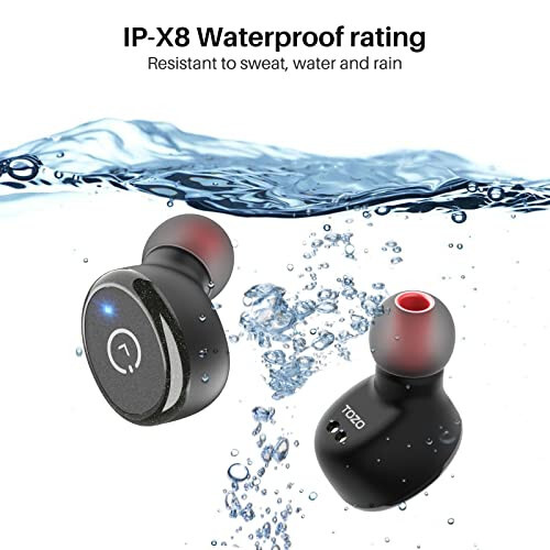 TOZO T10 (Klasik Sürüm) Bluetooth 5.3 Kablosuz Kulaklıklar, Kablosuz Şarj Kutusu ile, IPX8 Su Geçirmez Stereo Kulaklık, Kulak İçi, Dahili Mikrofonlu Kulaklık, Derin Baslı Premium Ses, Spor İçin Siyah - 8