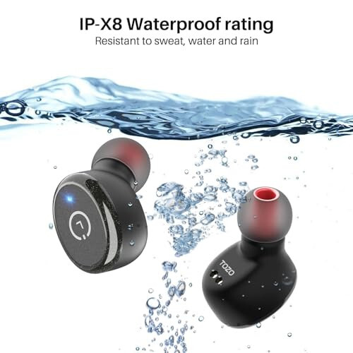 TOZO T10 (Klasik Sürüm) Bluetooth 5.3 Kablosuz Kulaklıklar, Kablosuz Şarj Kutusu ile, IPX8 Su Geçirmez Stereo Kulaklık, Kulak İçi, Dahili Mikrofonlu Kulaklık, Derin Baslı Premium Ses, Spor İçin Siyah - 12