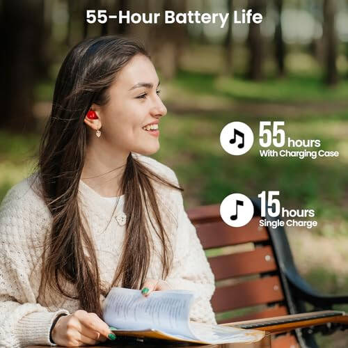 TOZO T12 (Компактная Эргономичная Версия) Беспроводные Наушники Bluetooth 5.3, Микрофон с Подавлением Шума ENC для Вызовов, 55 Часов Проигрывания, Настройка Эквалайзера в Приложении, Водонепроницаемость IPX8, LED-дисплей, Премиальное Звучание - 10