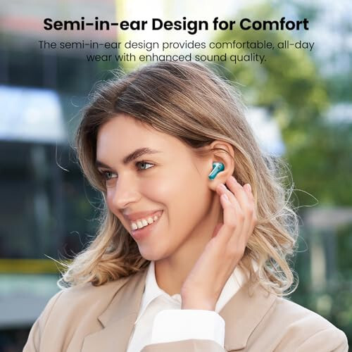 TOZO T21 Wireless Earbuds, 5.3 Bluetooth Headphone, Sem in Ear with Dual Mic Noise Cancelling, IPX8 Waterproof, 44H Playback Stereo Sound with Power Display Wireless Charging Case Green - 6