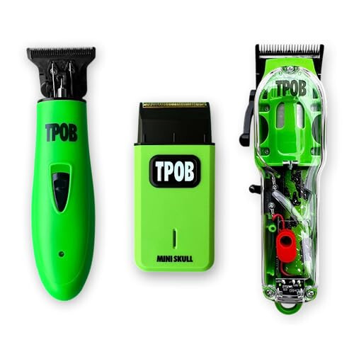 TPOB Slime 2 Barber Hair Clippers Trimmer Shaver Set for Men with Matte Green Case and X Fade Blade - 1