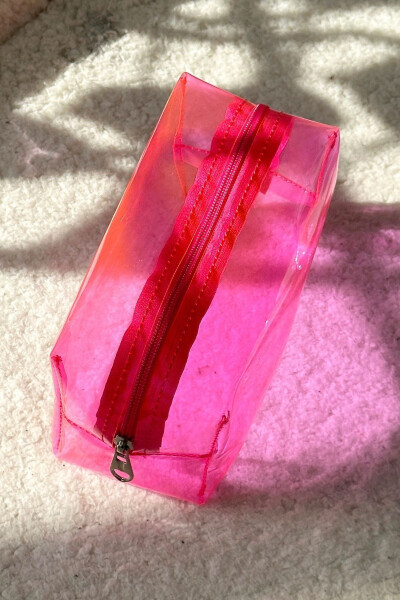 Transparent Pink PVC Makeup Bag - 7