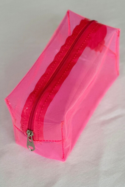 Transparent Pink PVC Makeup Bag - 4