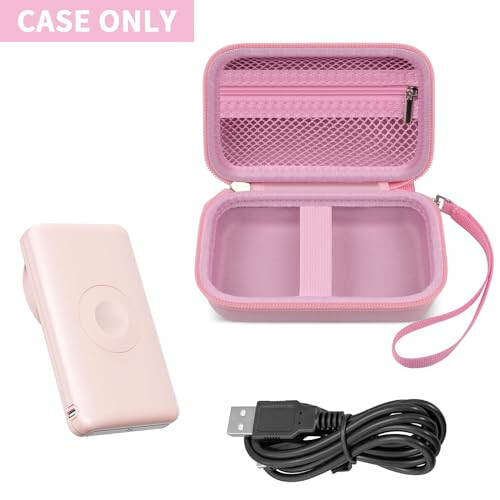 Travel Case Compatible with iWALK MAG-X Magnetic Wireless Power Bank 10000mAh, Storage Holder for Magsafe Fast Charging Portable Charger, Carrying Bag for iPhone Battery Pack (Box Only) (Pink) - 10