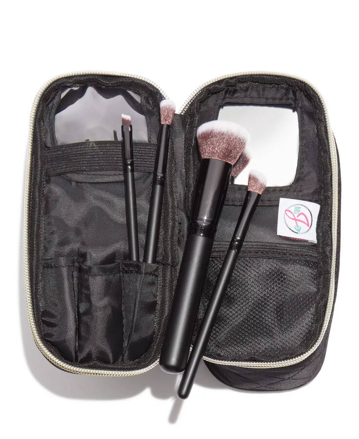 Travel Makeup Case (1 Piece) with Travel-Sized Makeup Brushes (4 Pieces) | Travel Accessories Black - 3