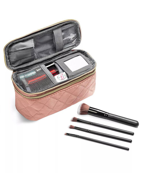 Travel Makeup Case (1 Piece) with Travel-Sized Makeup Brushes (4 Pieces) | Travel Accessories Rose gold - 2