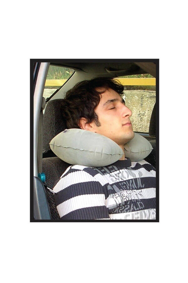 Travel Neck Pillow Gray Inflatable - 6