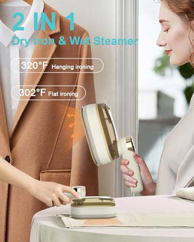 Travel Steamer for Clothes Portable Mini, 1200W Plancha a Vapor Para Ropa with 180ML Water Tank & 3 Steam Levels, Steam Iron for Clothes 10S Fast Heat, 2 IN 1 Dry & Wet Travel Iron for Household & Travel - 8