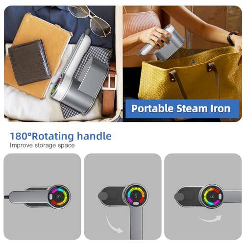 Travel Steamer for Clothes Portable Mini-6 Intelligent Ironing Modes. Travel Iron Mini with Steam Clothes Steamer, Digital Diplay Screen. Portable Steamer & Mini Iron for Home and Travel. - 8