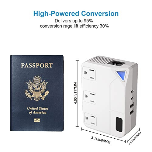 Travel Voltage Converter 220V to 110V Step Down, 250W International Power Adapter for Hair Straightener/Curling Iron, Including UK/US/EU/AU/IT/India Universal Plug Adapter - 6