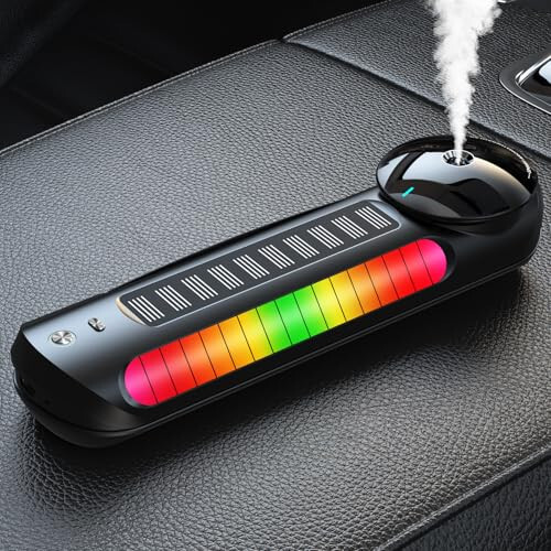 Treligate Smart Car Air Freshener with Solar, Car Diffuser with Auto On/Off, Aluminum Alloy Body, 3 Adjustable Concentration, Built-in Battery, Ambient Light, Best Essential Oil Diffuser for Car Black - 1