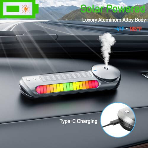 Treligate Solar Smart Car Air Freshener, Car Air Freshener Diffuser with Auto On/Off, Aluminum Alloy Body, 3 Adjustable Concentration, No Oil Leakage, Built-in Battery, Ambient Light, Natural Fragrance - 9