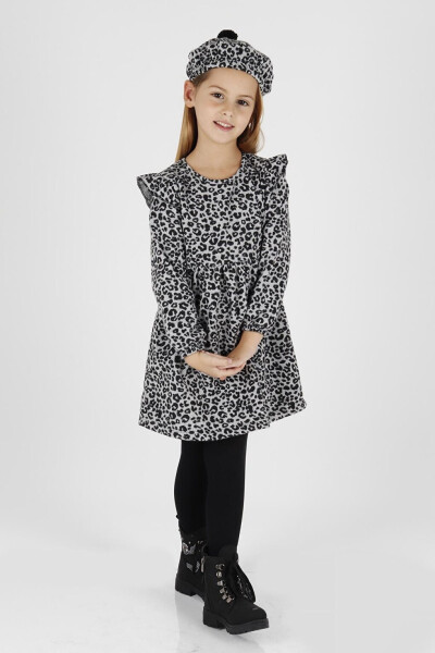 Trend Dress with Hat, Leopard Print and Ruffles for Girls Ak2401 - 1