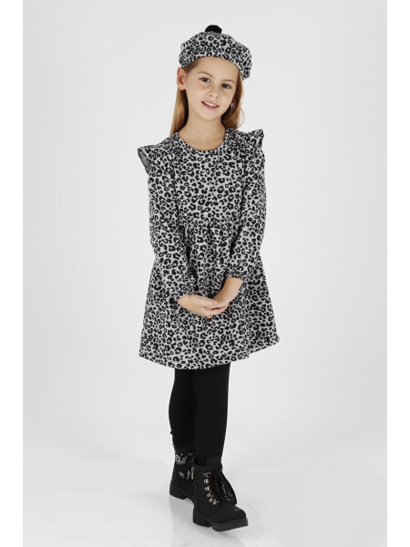 Trend Dress with Leopard Print, Ruffles and Hat for Girls Ak2401 - 2