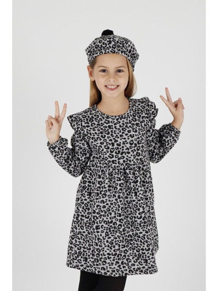 Trend Dress with Leopard Print, Ruffles and Hat for Girls Ak2401 - 4