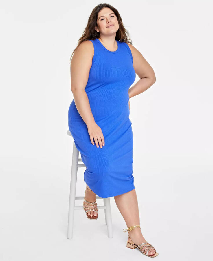 Trendy Plus Size Rib-Knit Midi Tank Dress, Created for Macy's Cobalt Glaze - 2