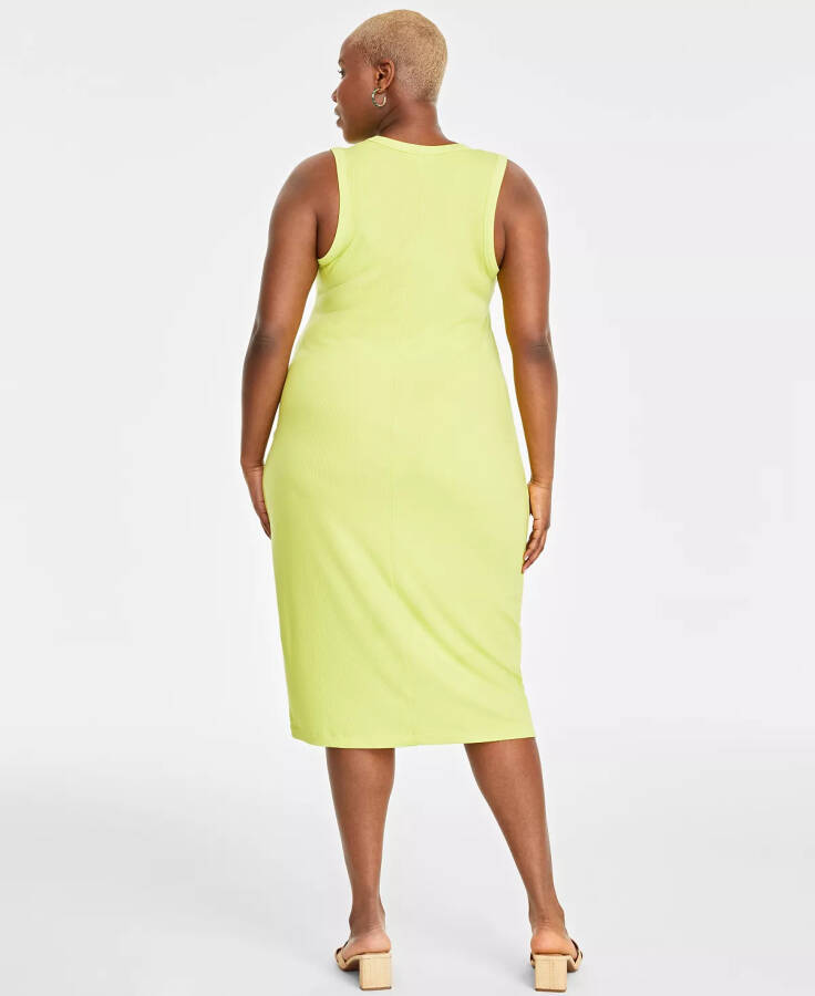 Trendy Plus Size Rib-Knit Midi Tank Dress, Created for Macy's Lemon Lime - 2