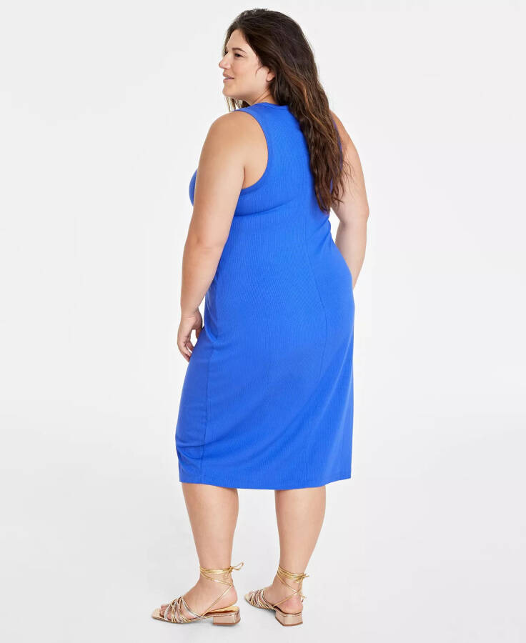 Trendy Plus Size Rib-Knit Midi Tank Ko'ylak, Macy's uchun yaratilgan Kobalt Sir - 4