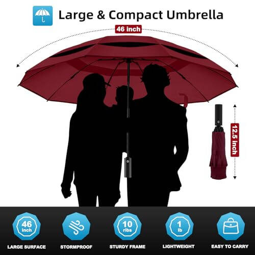 Trenovo Inverted Umbrella, Windproof Travel Umbrella with Reflective Stripe, Reverse Compact Umbrella with Double Vented Canopy, Folding Portable Umbrella, Auto-open & Close Upside Down Umbrella - 9