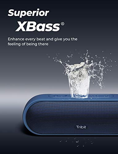 Tribit MaxSound Plus Ko'chma Bluetooth Karnay, 24Vt Simsiz Karnay Kuchliroq Ovoz bilan, Ajoyib XBass, IPX7 Su o'tkazmaydigan, 20 soatlik O'ynash vaqti, Partiya uchun 100 fut Bluetooth diapazoni, Tashqi (Moviy) - 3