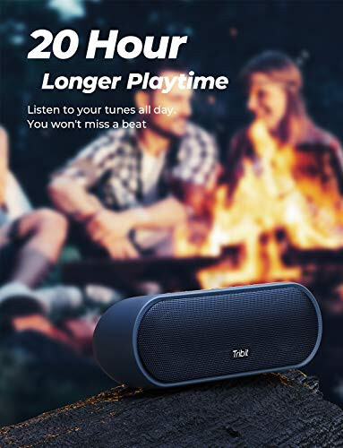 Tribit MaxSound Plus Ko'chma Bluetooth Karnay, 24Vt Simsiz Karnay Kuchliroq Ovoz bilan, Ajoyib XBass, IPX7 Su o'tkazmaydigan, 20 soatlik O'ynash vaqti, Partiya uchun 100 fut Bluetooth diapazoni, Tashqi (Moviy) - 4