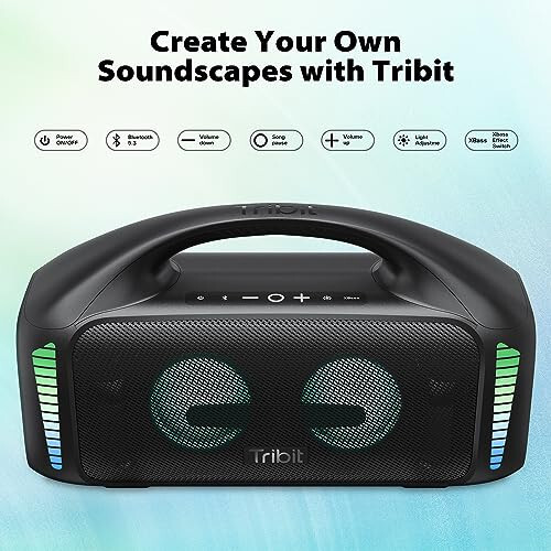 Tribit StormBox Blast Portable Speaker: 90W Loud Stereo Sound with XBass, IPX7 Waterproof Bluetooth Speaker with LED Light, PowerBank, Bluetooth 5.3&TWS, Custom EQ, 30H Playtime for Outdoor - 10