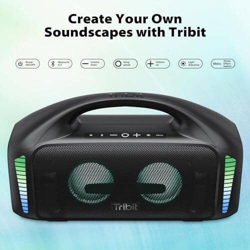 Tribit StormBox Blast Portable Speaker: 90W Loud Stereo Sound with XBass, IPX7 Waterproof Bluetooth Speaker with LED Light, PowerBank, Bluetooth 5.3&TWS, Custom EQ, 30H Playtime for Outdoor - 4