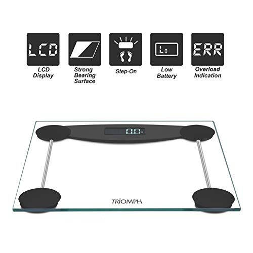 Триомф Умная Цифровая Ванна Весы для Тела с Технологией Нажатия, LCD Подсветка Дисплей, 400 фунтов Емкость и Точные Измерения Веса, Черный (Цифровые Весы Новые) - 3