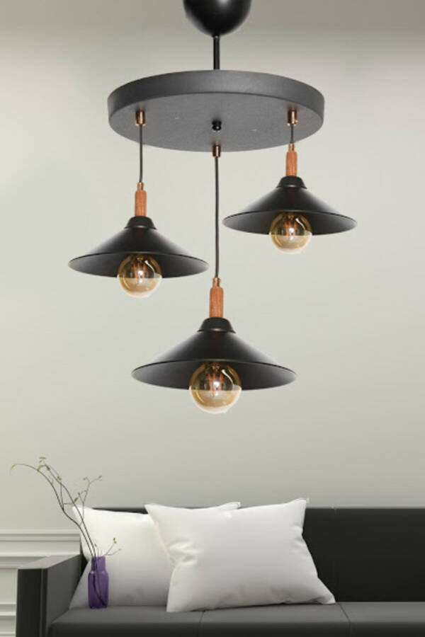 Triple Tapado Pendant Chandelier Black - 1