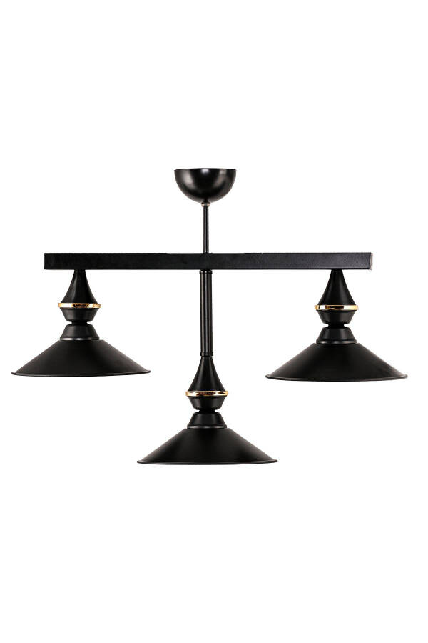 Triple UFO Pendant Light Fixture Black Japanese Hat - 3