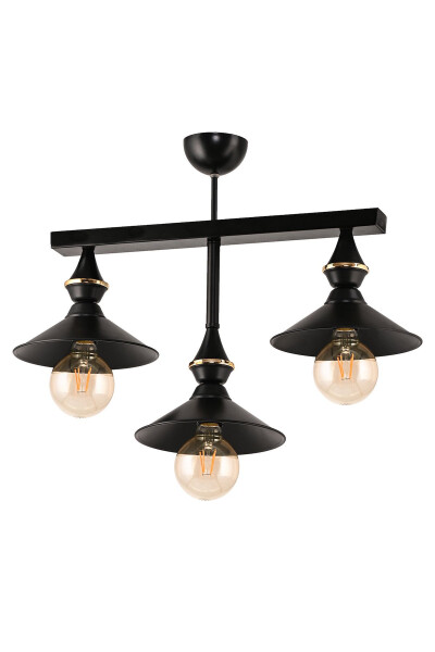 Triple UFO Pendant Light Fixture Black Japanese Hat - 4