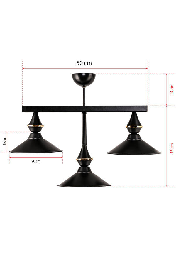 Triple UFO Pendant Light Fixture Black Japanese Hat - 5