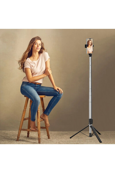 Tripod / Selfie Çubuğu K9 Bluetooth Uzaktan Kumandalı Yüksekliği Ayarlanabilir Portatif Taşınabilir - 2