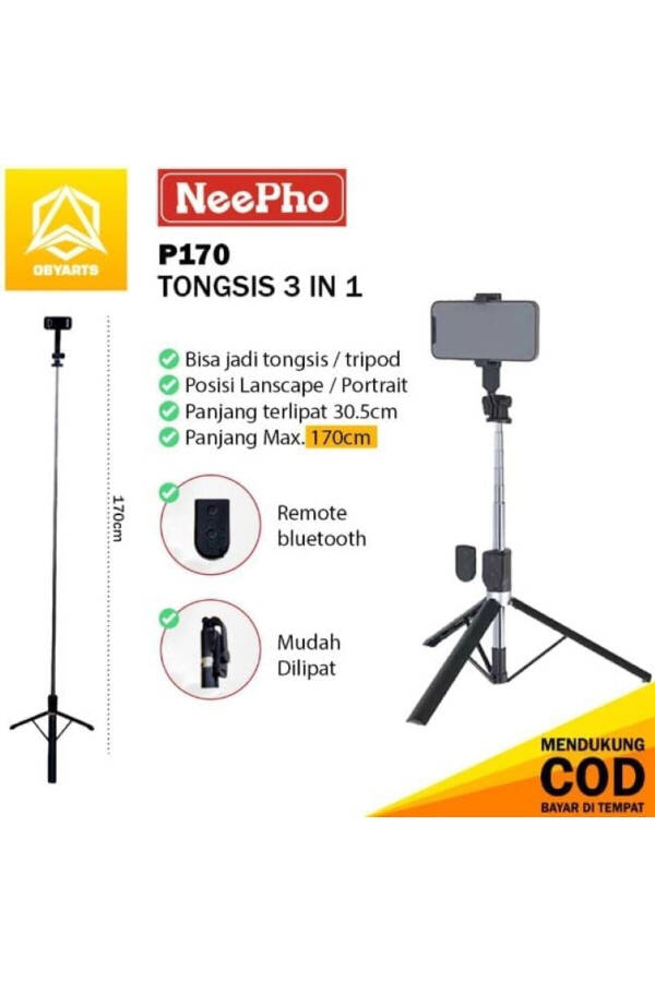 Tripod / Selfie Çubuğu K9 Bluetooth Uzaktan Kumandalı Yüksekliği Ayarlanabilir Portatif Taşınabilir - 8