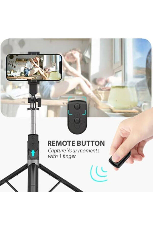 Tripod / Selfie Çubuğu K9 Bluetooth Uzaktan Kumandalı Yüksekliği Ayarlanabilir Portatif Taşınabilir - 13