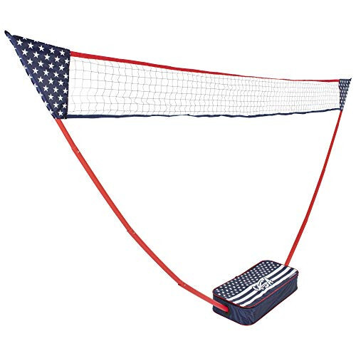 Triumph Sports Patriotic Portable Badminton Set with Freestanding Base Sets Up on Any Surface in Seconds – No Tools or Stakes Required, Multi - 3