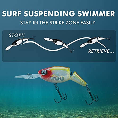 TRUSCEND Fishing Lures for Freshwater and Saltwater, Lifelike Swimbait for Bass Trout Crappie Walleye Pike, Slow Sinking Bass Fishing Lure, Must-Have Fishing Gifts for Men, Family Fishing Gear Plugs - 4