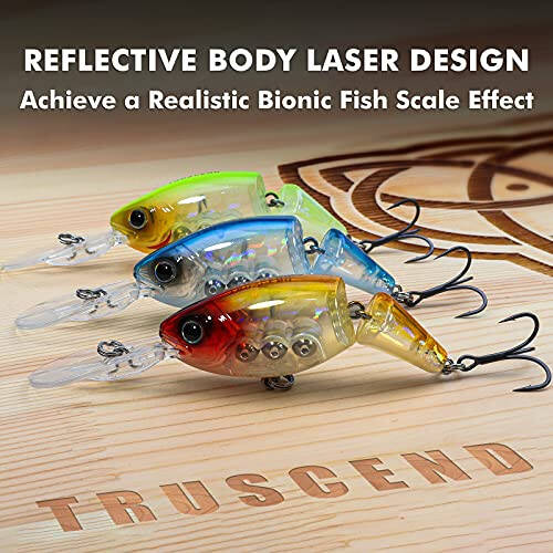 TRUSCEND Fishing Lures for Freshwater and Saltwater, Lifelike Swimbait for Bass Trout Crappie Walleye Pike, Slow Sinking Bass Fishing Lure, Must-Have Fishing Gifts for Men, Family Fishing Gear Plugs - 6