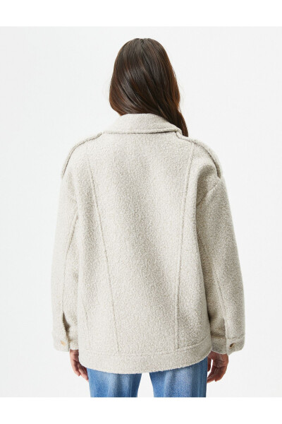 Tuba Ünsal X Koton - Oversized plush coat with zippered flap pockets. - 3