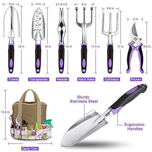 Tudoccy Garden Tools Set 83 Piece, Succulent Tools Set Included, Heavy Duty Aluminum Gardening Tools for Gardening, Non-Slip Ergonomic Handle Tools, Storage Tote Bag, Gifts Tools for Women - 2