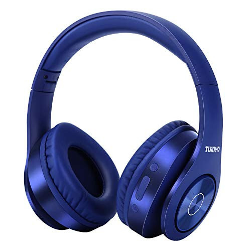 TUINYO Bluetooth Headphones Wireless, Over Ear Stereo Wireless Headset 40H Playtime with deep bass, Soft Memory-Protein Earmuffs, Built-in Mic Wired Mode PC/Cell Phones/TV-Dark Blue - 1