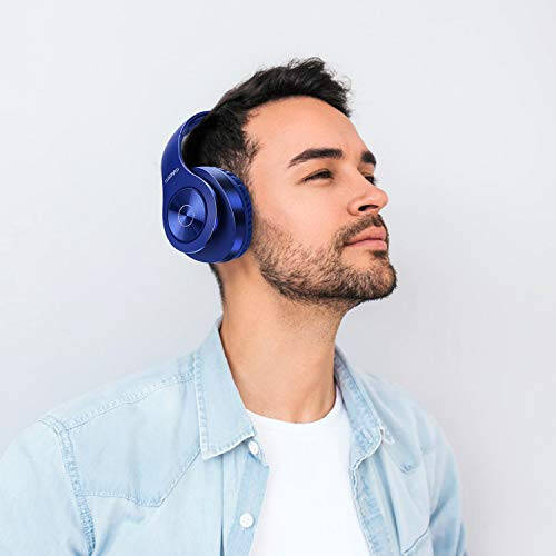 TUINYO Bluetooth Headphones Wireless, Over Ear Stereo Wireless Headset 40H Playtime with deep bass, Soft Memory-Protein Earmuffs, Built-in Mic Wired Mode PC/Cell Phones/TV-Dark Blue - 2