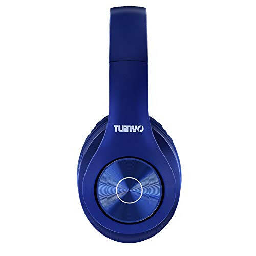 TUINYO Bluetooth Headphones Wireless, Over Ear Stereo Wireless Headset 40H Playtime with deep bass, Soft Memory-Protein Earmuffs, Built-in Mic Wired Mode PC/Cell Phones/TV-Dark Blue - 4