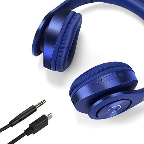 TUINYO Bluetooth Headphones Wireless, Over Ear Stereo Wireless Headset 40H Playtime with deep bass, Soft Memory-Protein Earmuffs, Built-in Mic Wired Mode PC/Cell Phones/TV-Dark Blue - 6