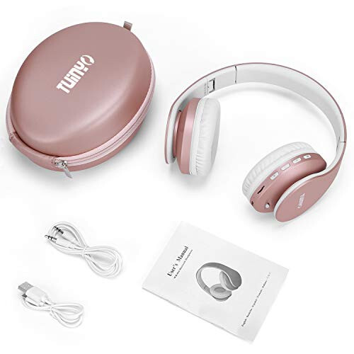 TUINYO Wireless Headphones Over Ear, Bluetooth Headphones with Microphone, Foldable Stereo Wireless Headset-Rose Gold - 6