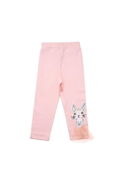 Tulle Rabbit Embroidered Baby Girl Leggings Salmon - 6