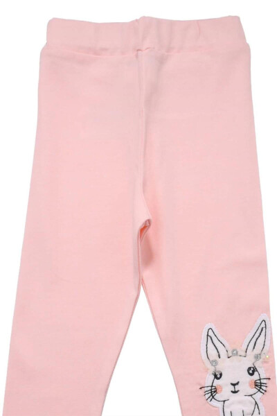 Tulle Rabbit Embroidered Baby Girl Leggings Salmon - 7